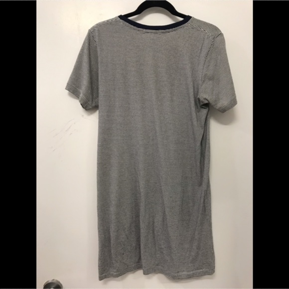 Navy Blue and White Striped Obey T-shirt Dress - Picture 2 of 5